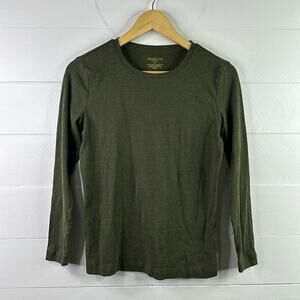 NORTHCREST Olive Green Classic Basic Long Sleeve T Shirt Tee Top Size Small‎